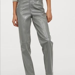 Gray leather pants